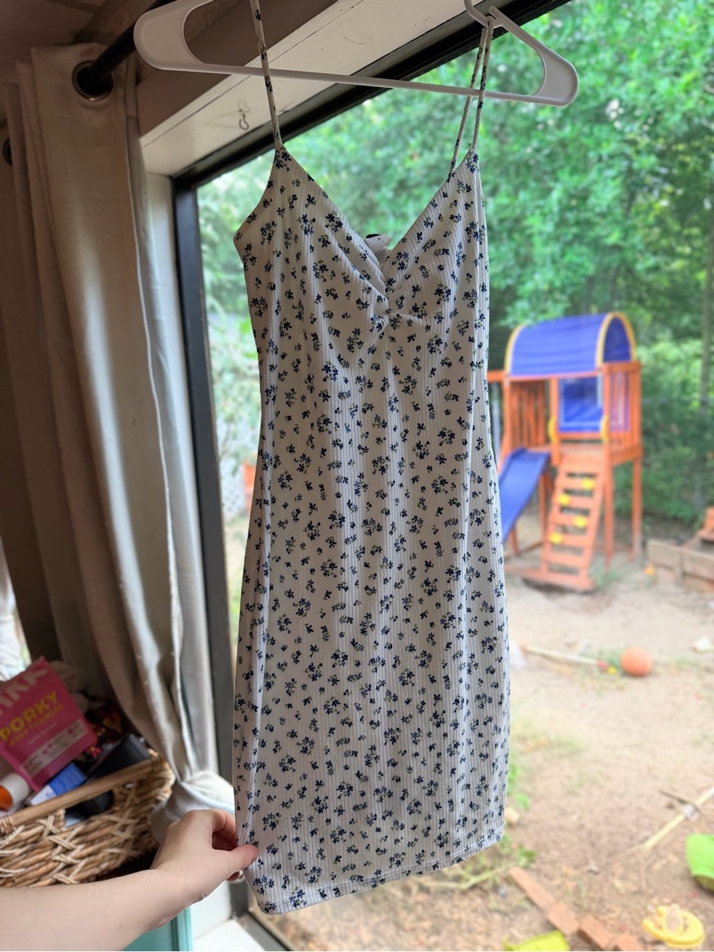 Windsor White Mini Dress with Navy Floral Print